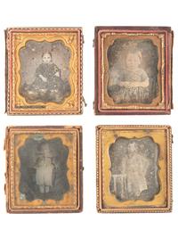[EARLY PHOTOGRAPHY]. 34 assorted daguerreotypes, ambrotypes, and tintypes featuring children.