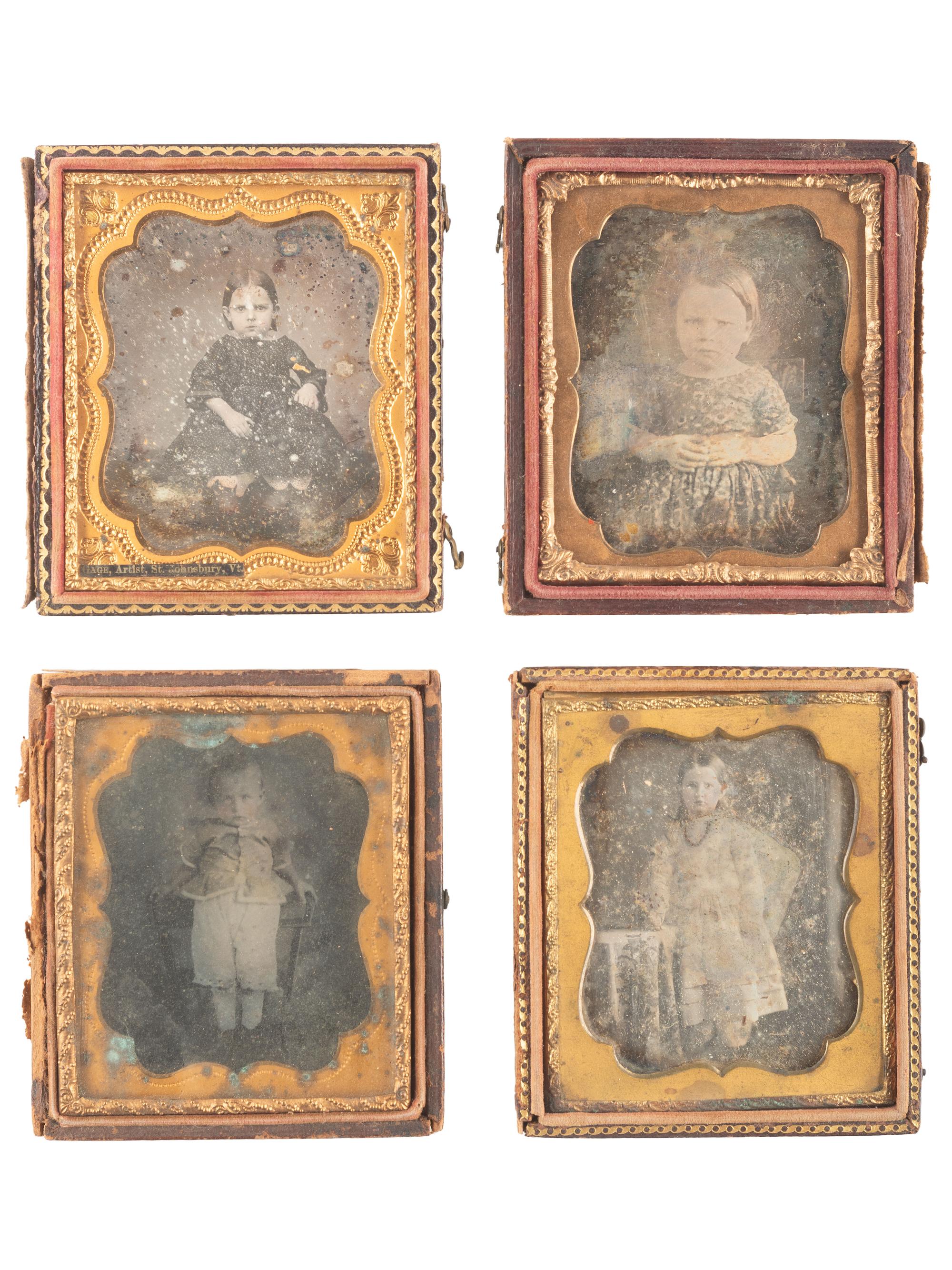 [EARLY PHOTOGRAPHY]. 34 assorted daguerreotypes, ambrotypes, and tintypes featuring children.