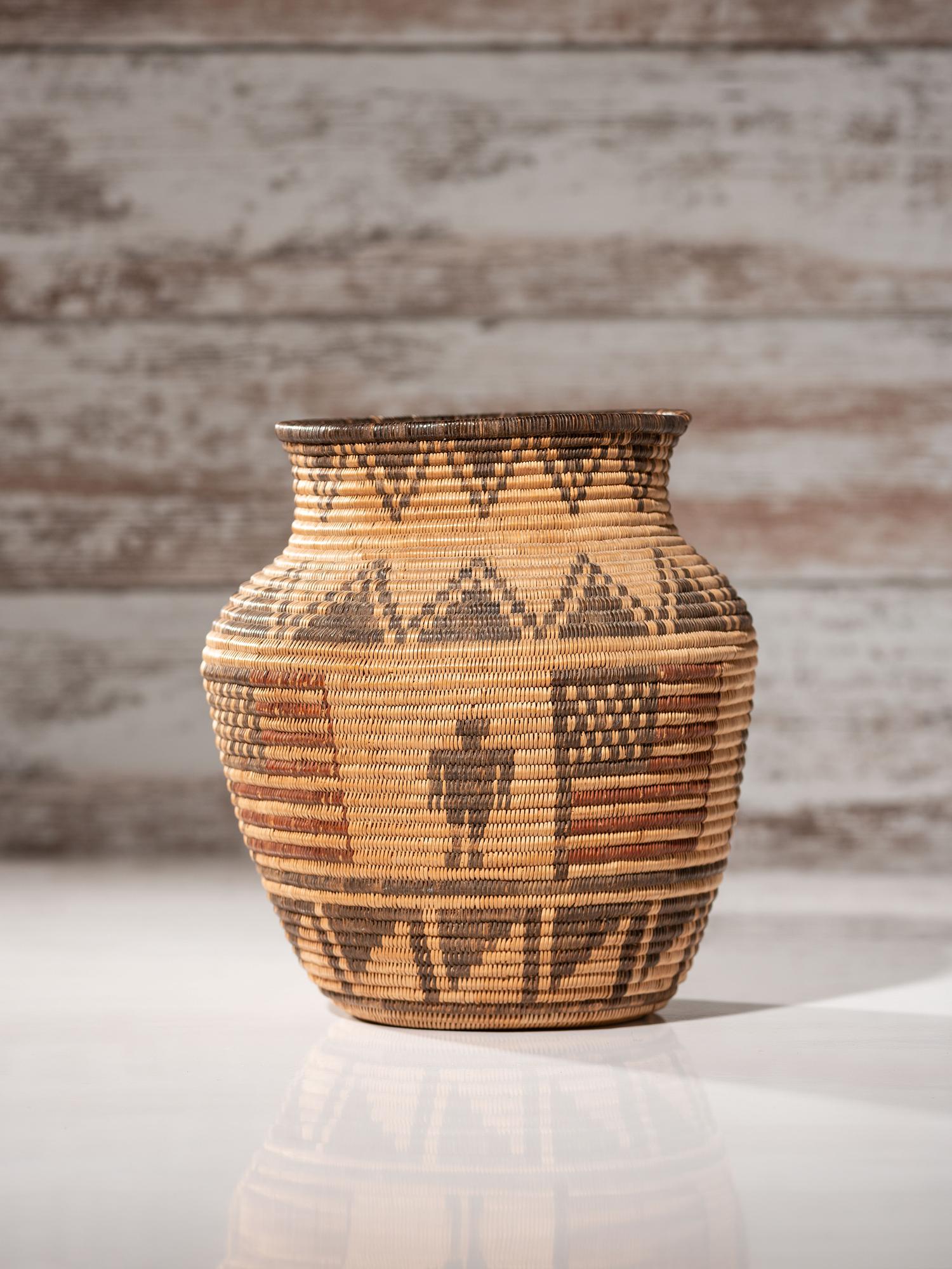 Apache Polychrome Basket, with American Flags