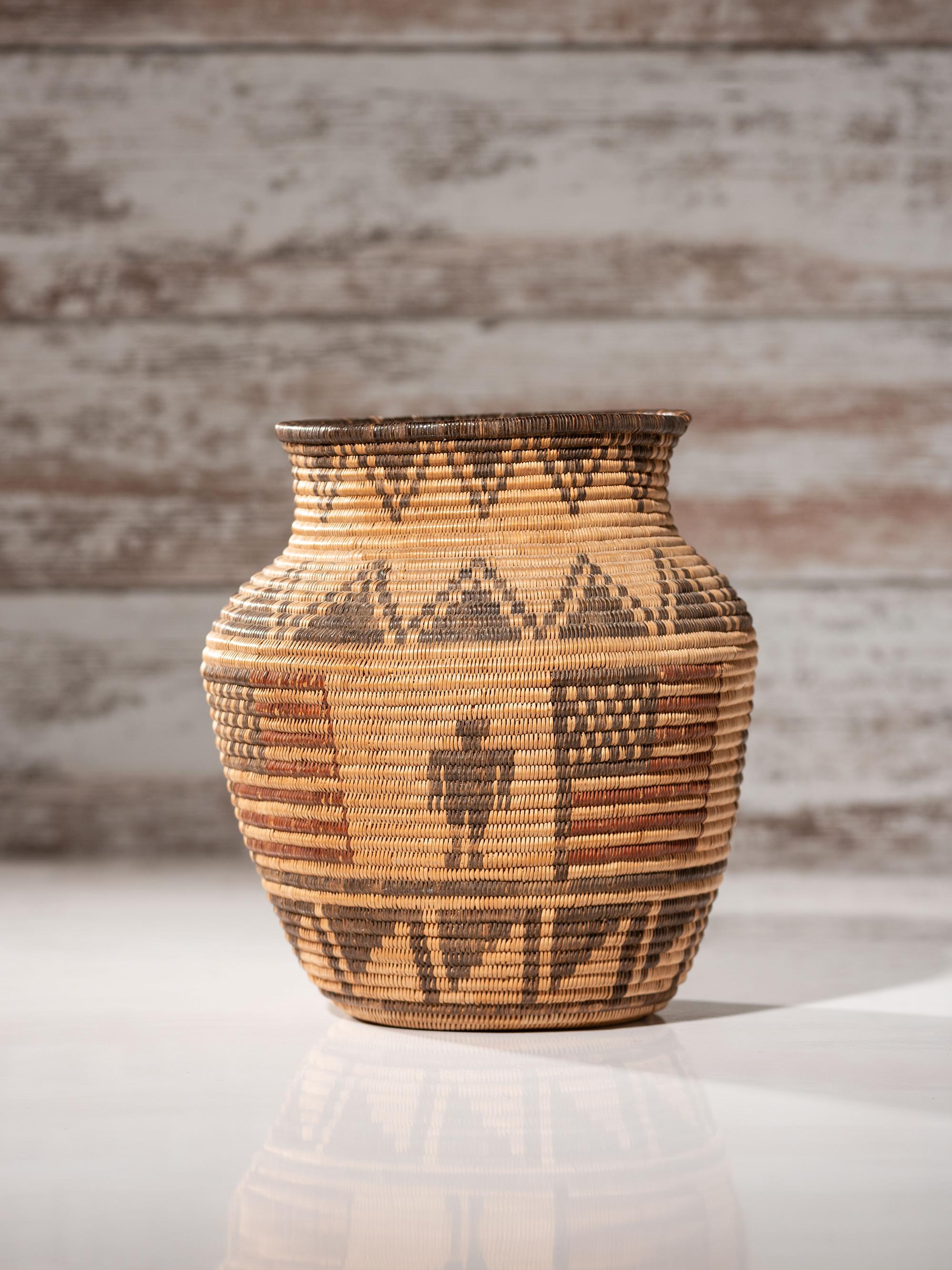 Apache Polychrome Basket, with American Flags