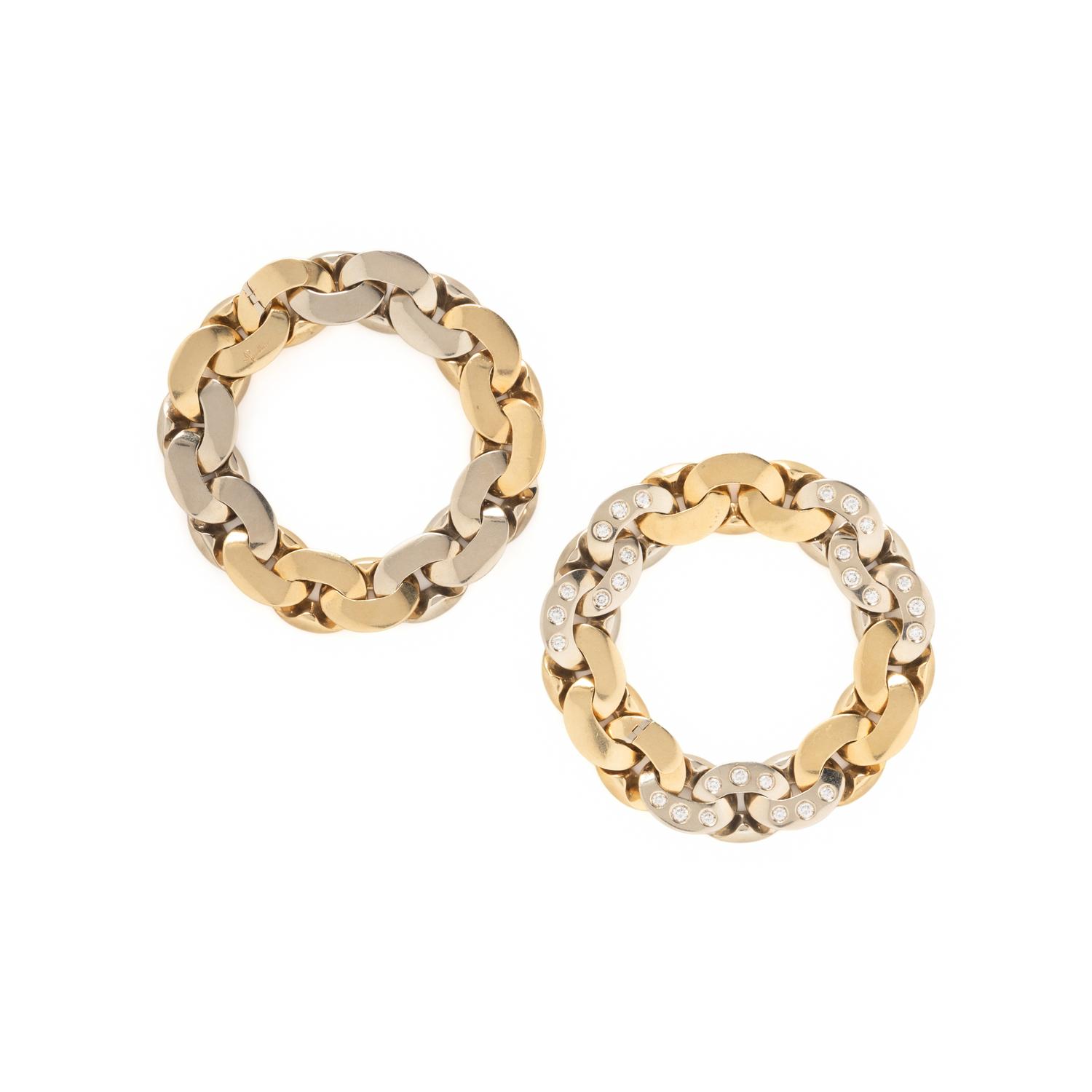 POMELLATO, BICOLOR GOLD AND DIAMOND CONVERTIBLE BRACELETS