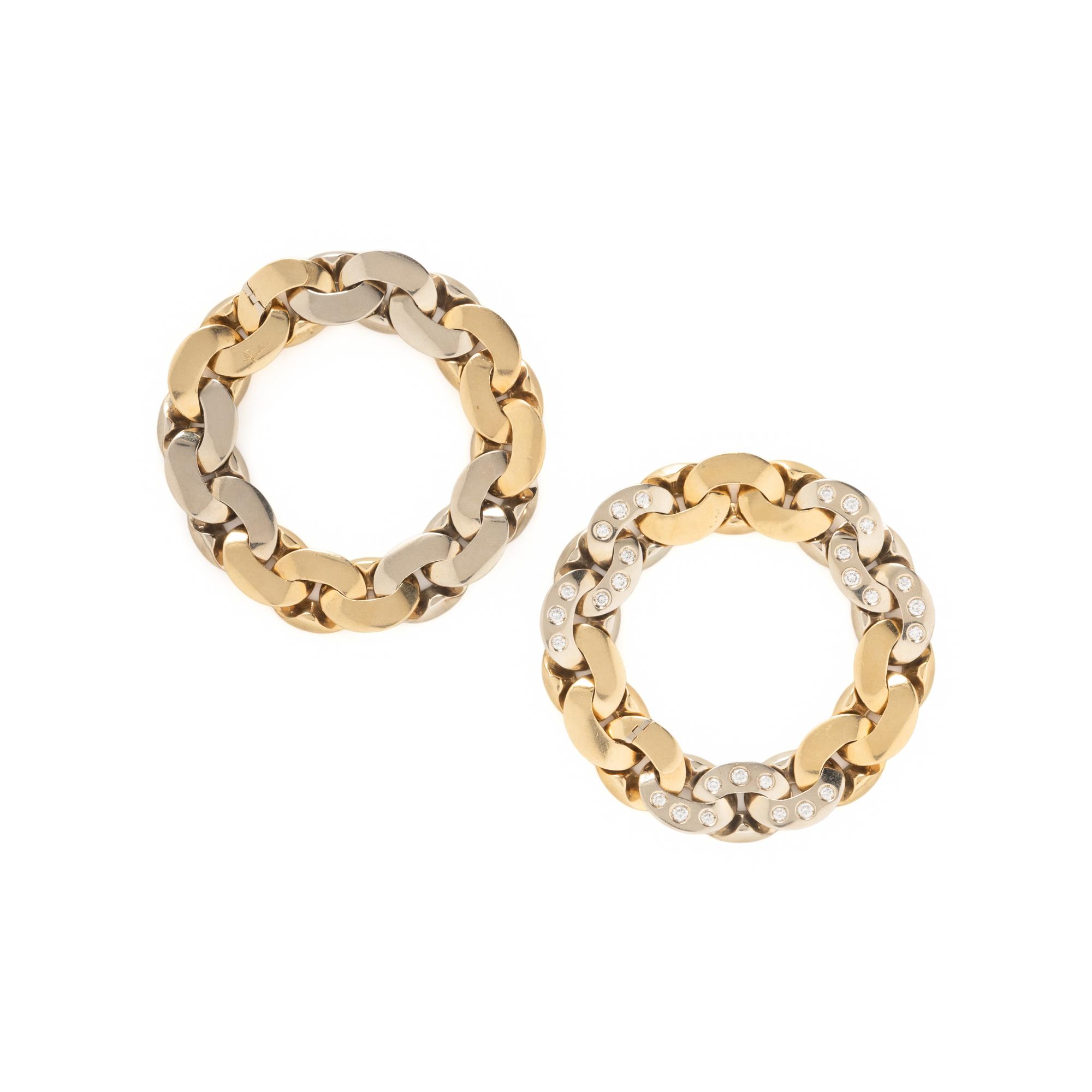 POMELLATO, BICOLOR GOLD AND DIAMOND CONVERTIBLE BRACELETS
