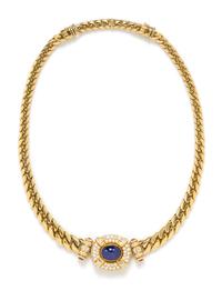 An 18 Karat Yellow Gold, Sapphire, Diamond and Ruby Necklace, Mayor's, 50.85 dwts.
