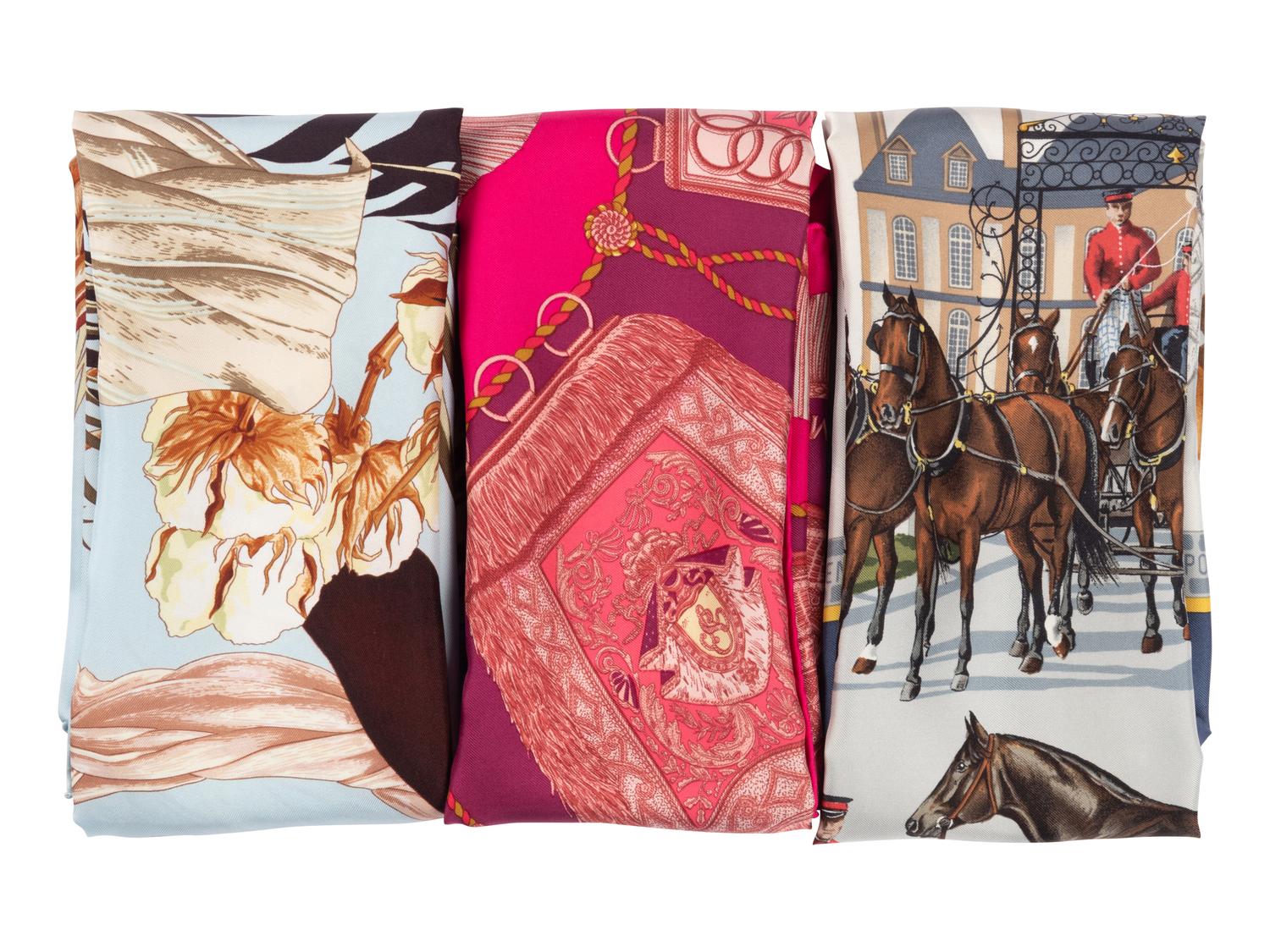 Three Hermès 90cm Silk Scarves