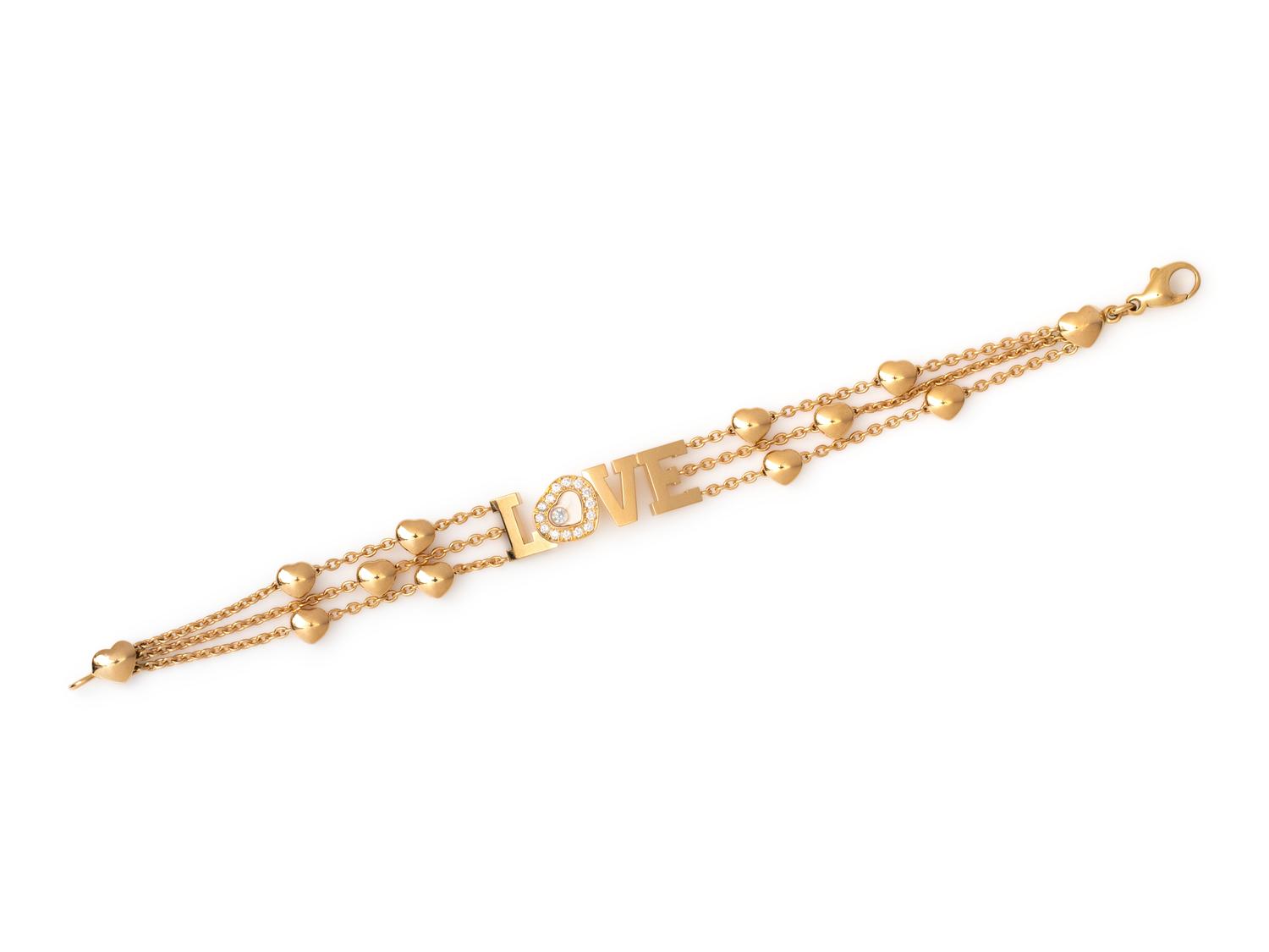 CHOPARD, YELLOW GOLD AND DIAMOND 'HAPPY DIAMOND LOVE' BRACELET