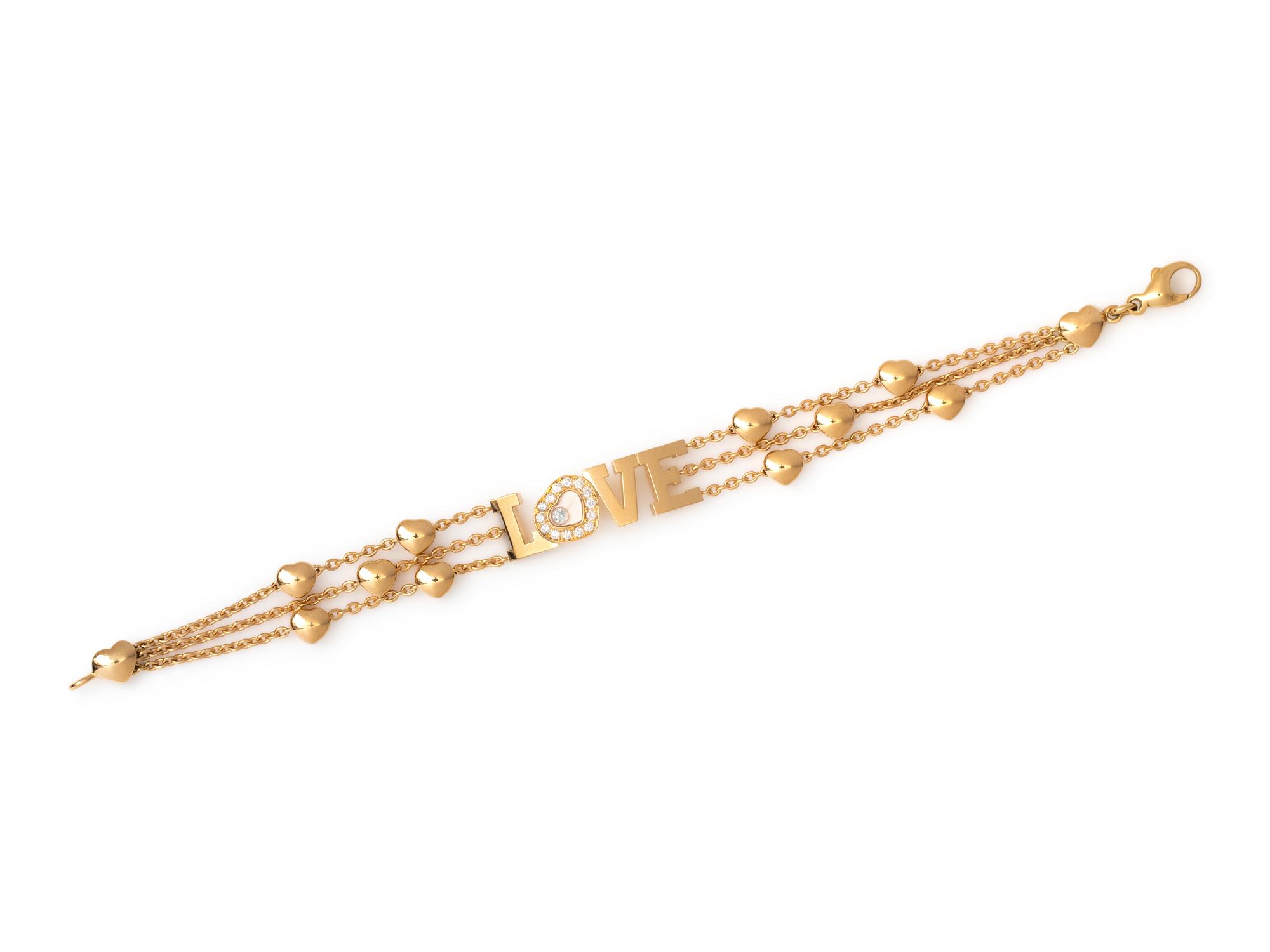 CHOPARD, YELLOW GOLD AND DIAMOND 'HAPPY DIAMOND LOVE' BRACELET