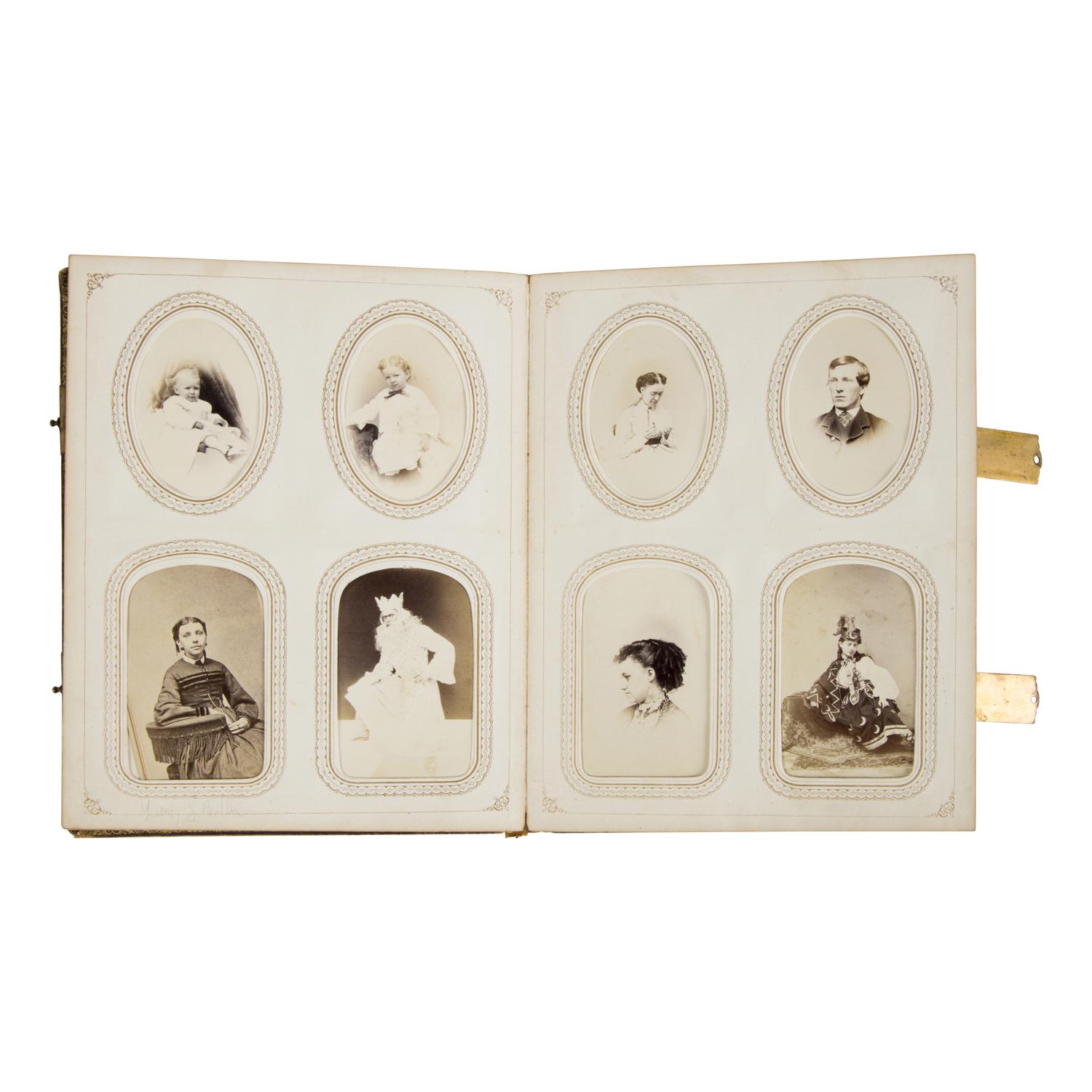 [Civil War]. A group of Civil War-era CDV albums and post-war reunion badges.