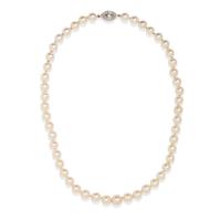 CULTURED AKOYA PEARL NECKLACE WITH DIAMOND CLASP