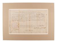 HARRISON, William Henry (1773-1841). Two Indiana Territory military documents including a partly printed document signed ("Willm. Henry Harrison"), as Governor and Commander in Chief of the Indiana Territory, Vincennes, 10 December 1811.