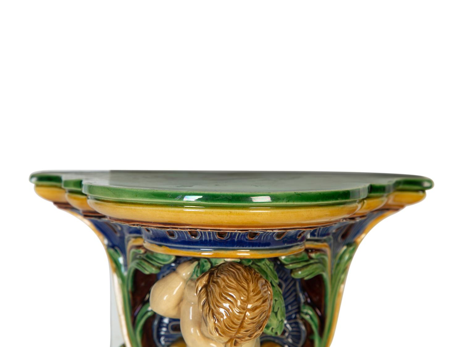 Two Majolica Putti Wall Brackets — 19th Century