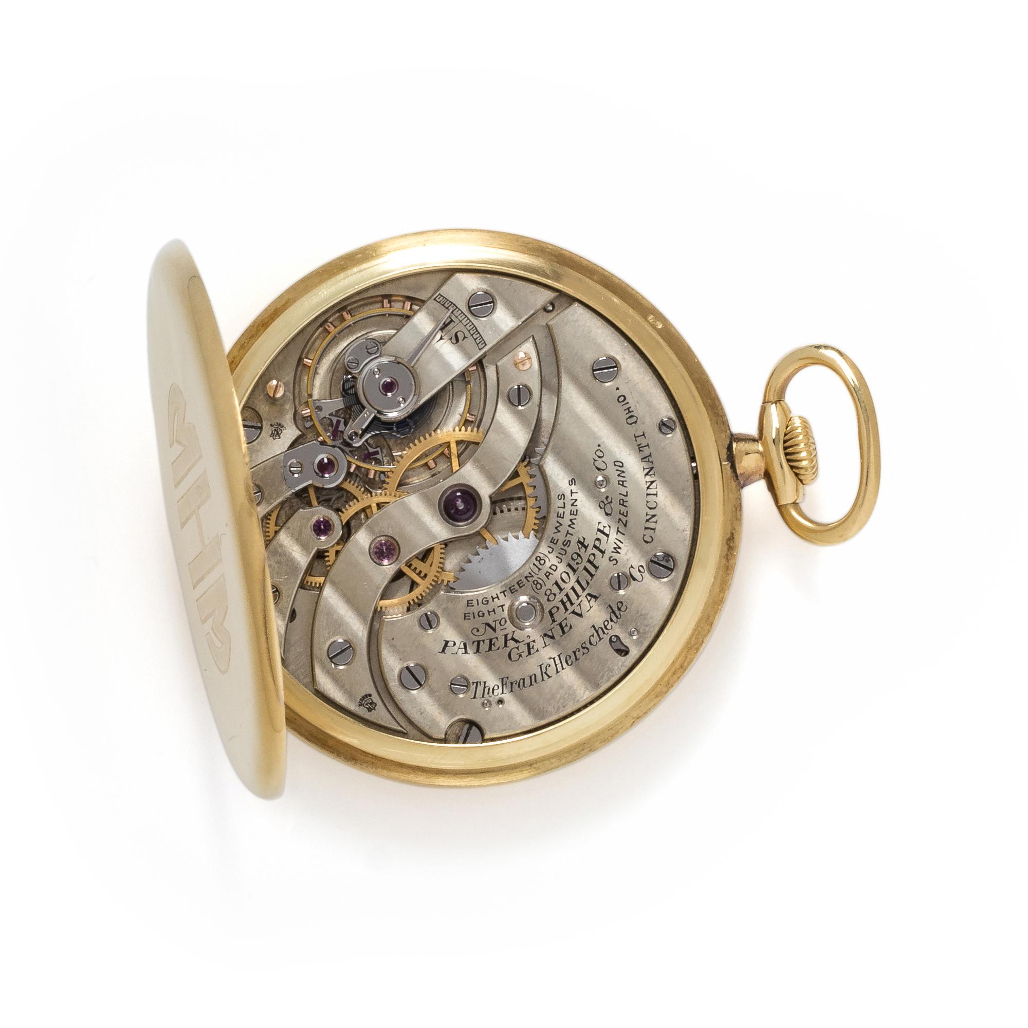 PATEK PHILIPPE, 18K YELLOW GOLD OPEN FACE POCKET WATCH
