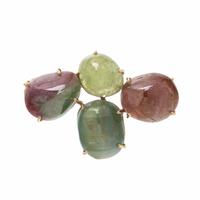 YELLOW GOLD AND TOURMALINE BROOCH