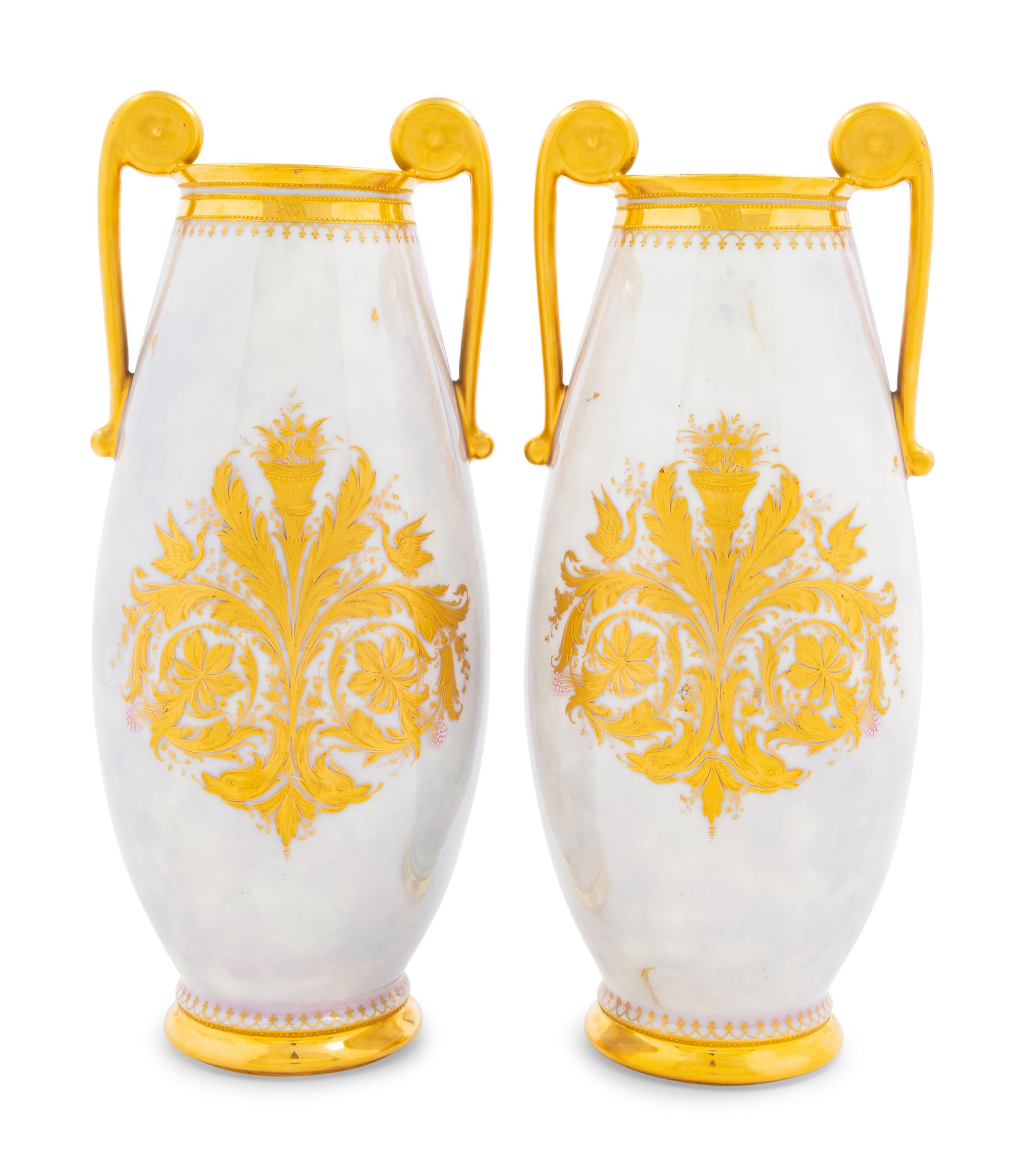 A Pair of Vienna Porcelain Vases Depicting Ruth and Esther