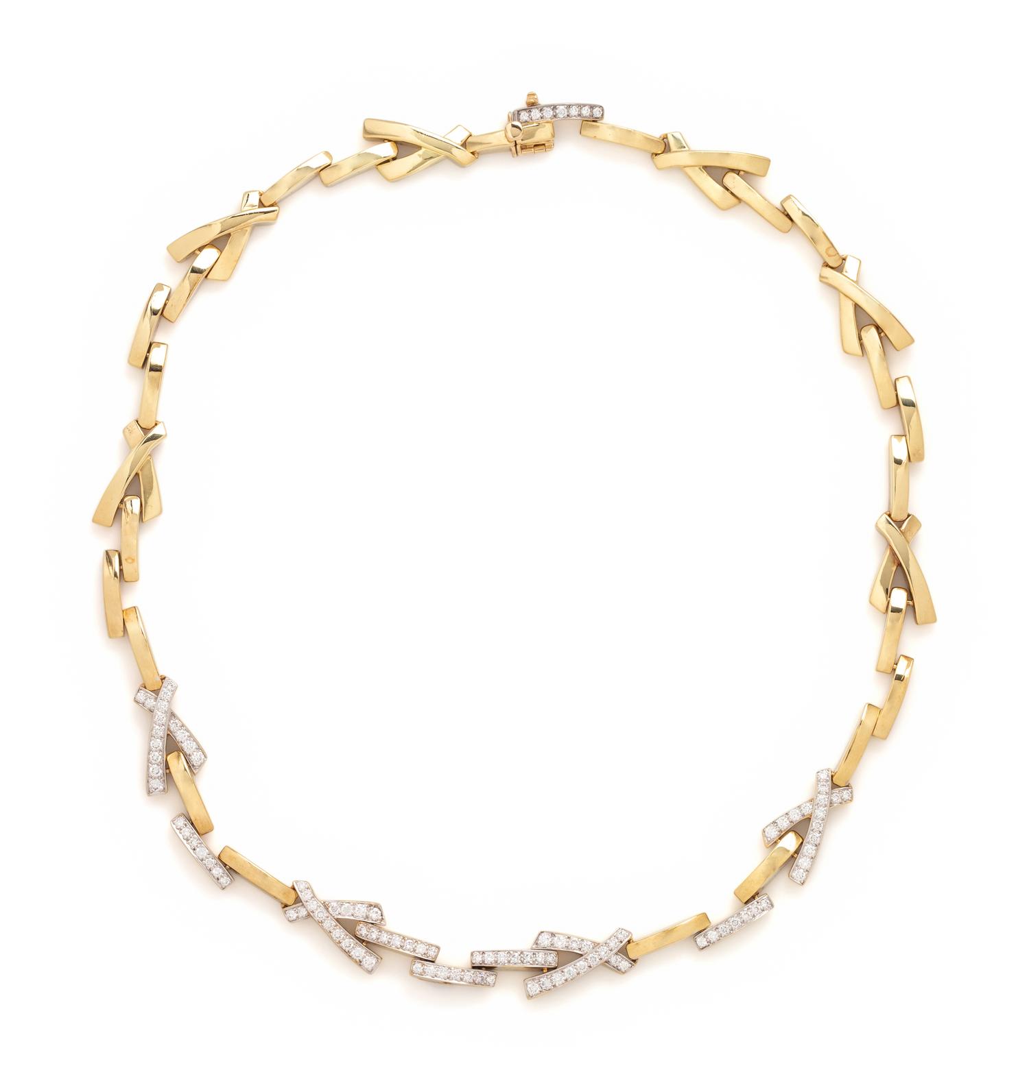 MARLENE STOWE, YELLOW GOLD AND DIAMOND NECKLACE