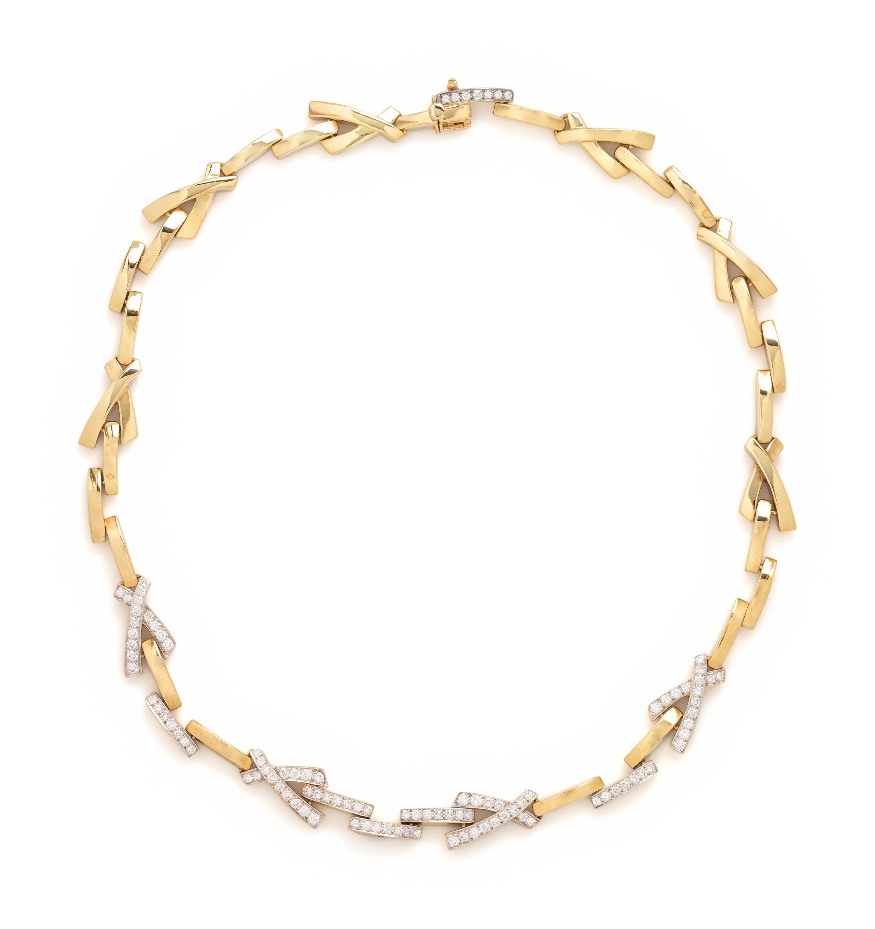 MARLENE STOWE, YELLOW GOLD AND DIAMOND NECKLACE