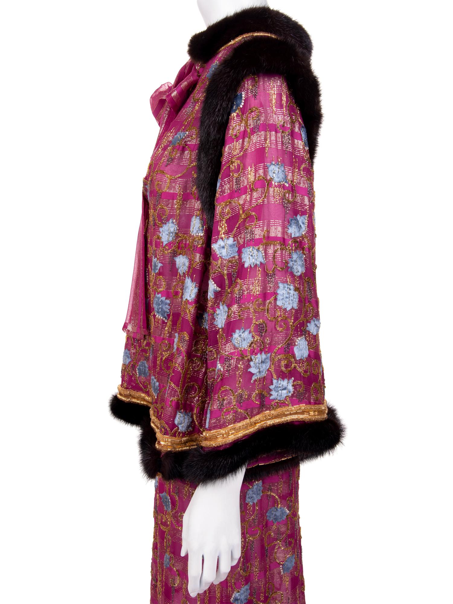 Givenchy Haute Couture Embroidered Skirt Ensemble with Fur Trim, c. 1977