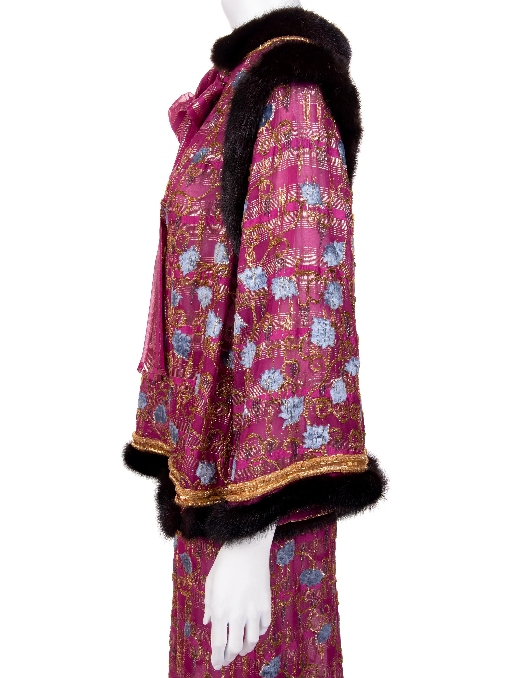 Givenchy Haute Couture Embroidered Skirt Ensemble with Fur Trim, c. 1977