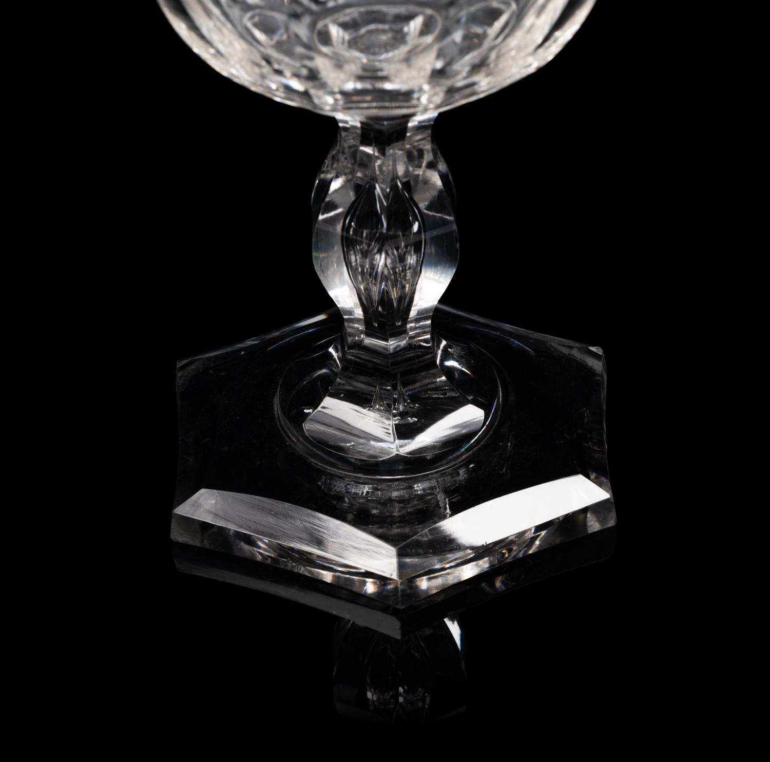 A Pair of English Cut Glass Footed Bowls and Covers