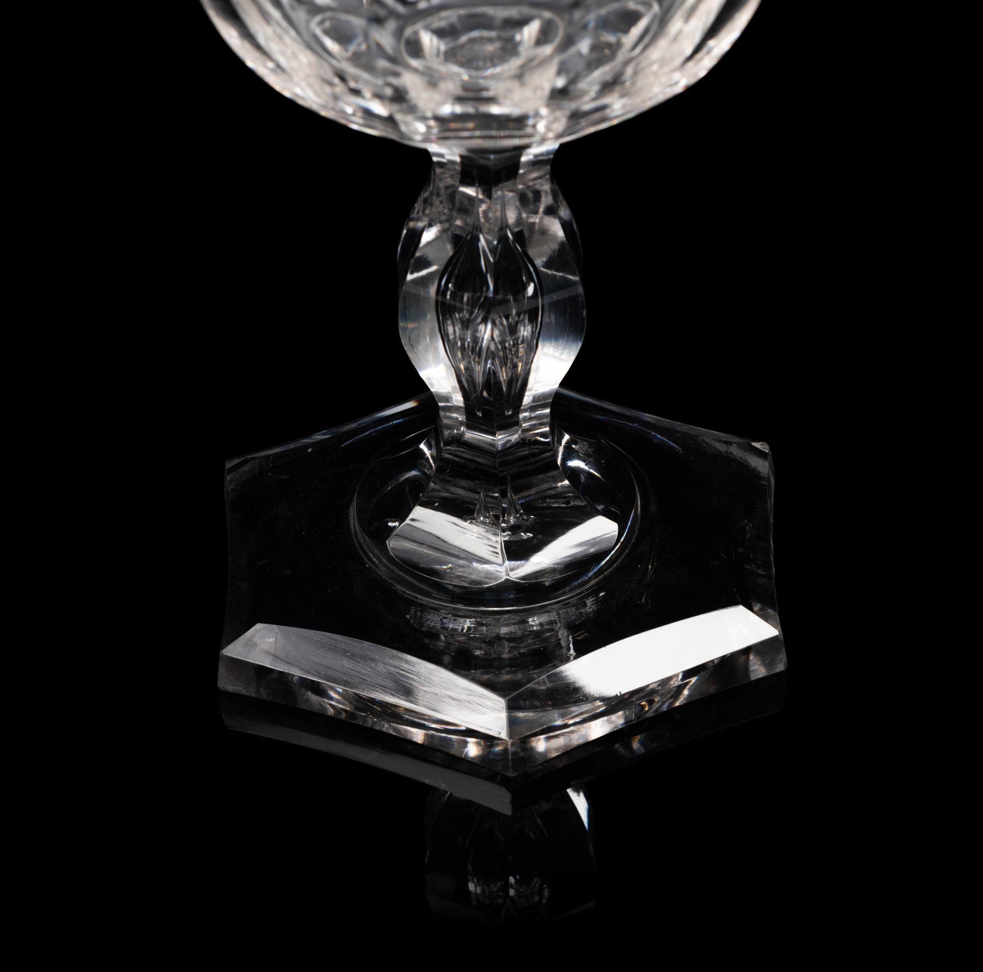 A Pair of English Cut Glass Footed Bowls and Covers