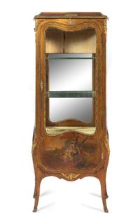 A Louis XV Style Gilt Metal Mounted Vernis Martin Vitrine
