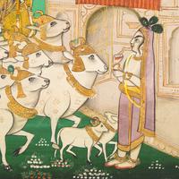 A Painting of Krishna Returns to Radha at the Hour of Cowdust, Rajasthan, Bazaar Workshop, Late 19th/20th Century