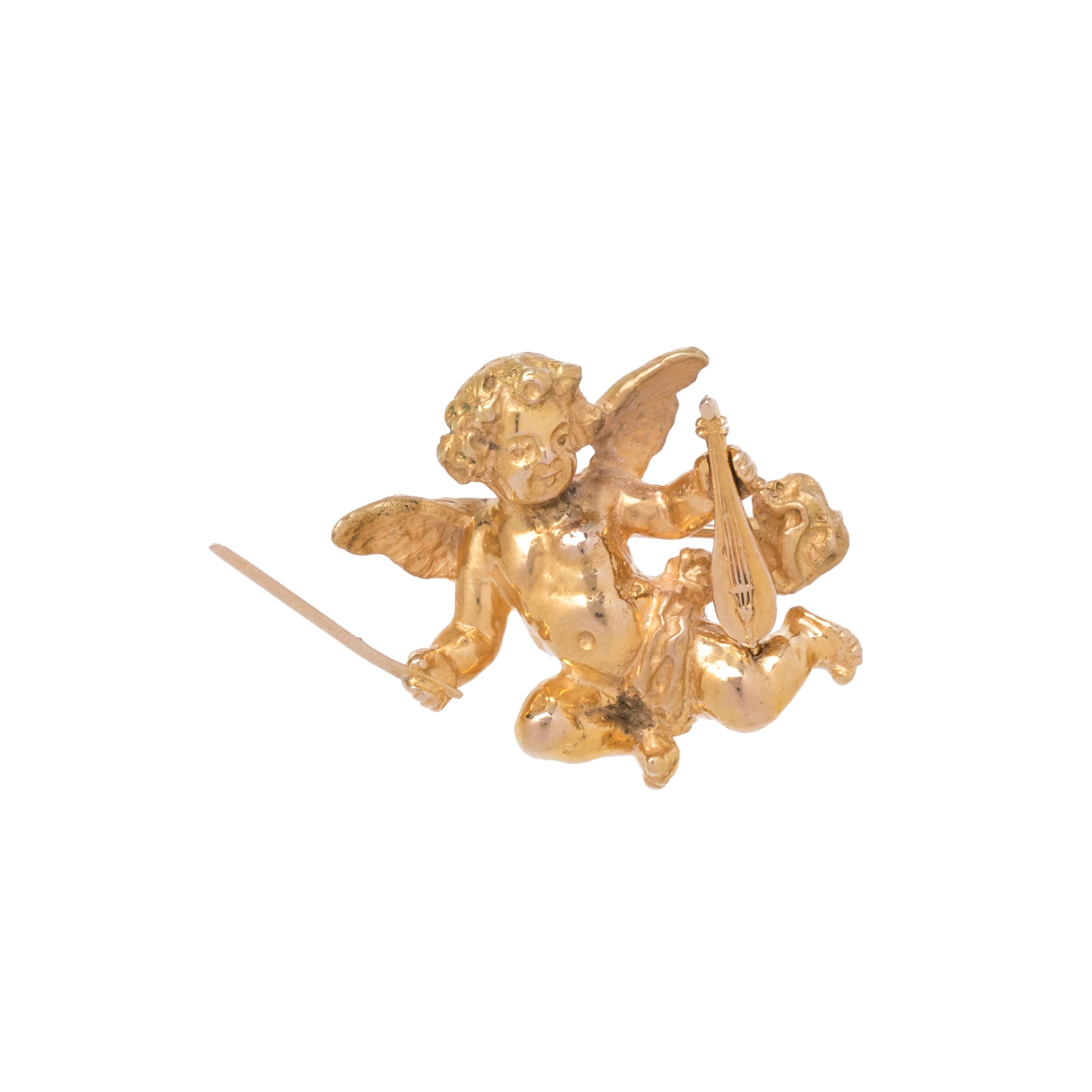 JOSEF SIESS SÖHNE, YELLOW GOLD CHERUB BROOCH