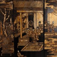 A Chinese Export Lacquer Six-Panel Screen