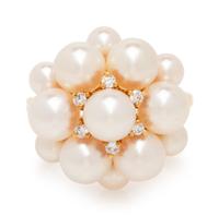 Cultured Pearl and Diamond Ring