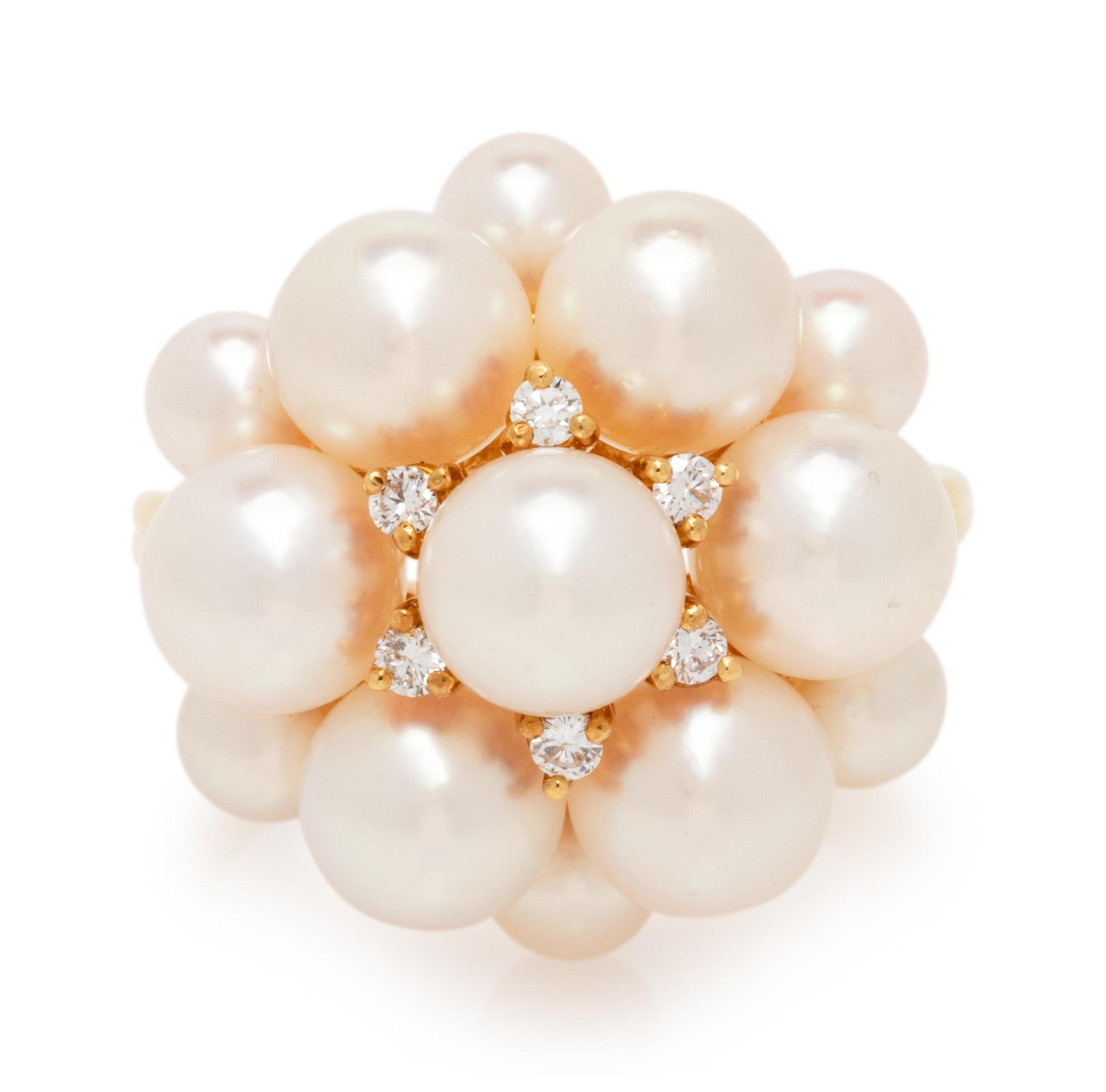 Cultured Pearl and Diamond Ring