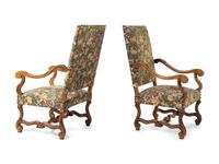 A Pair of Louis XIV Style Beechwood Armchairs