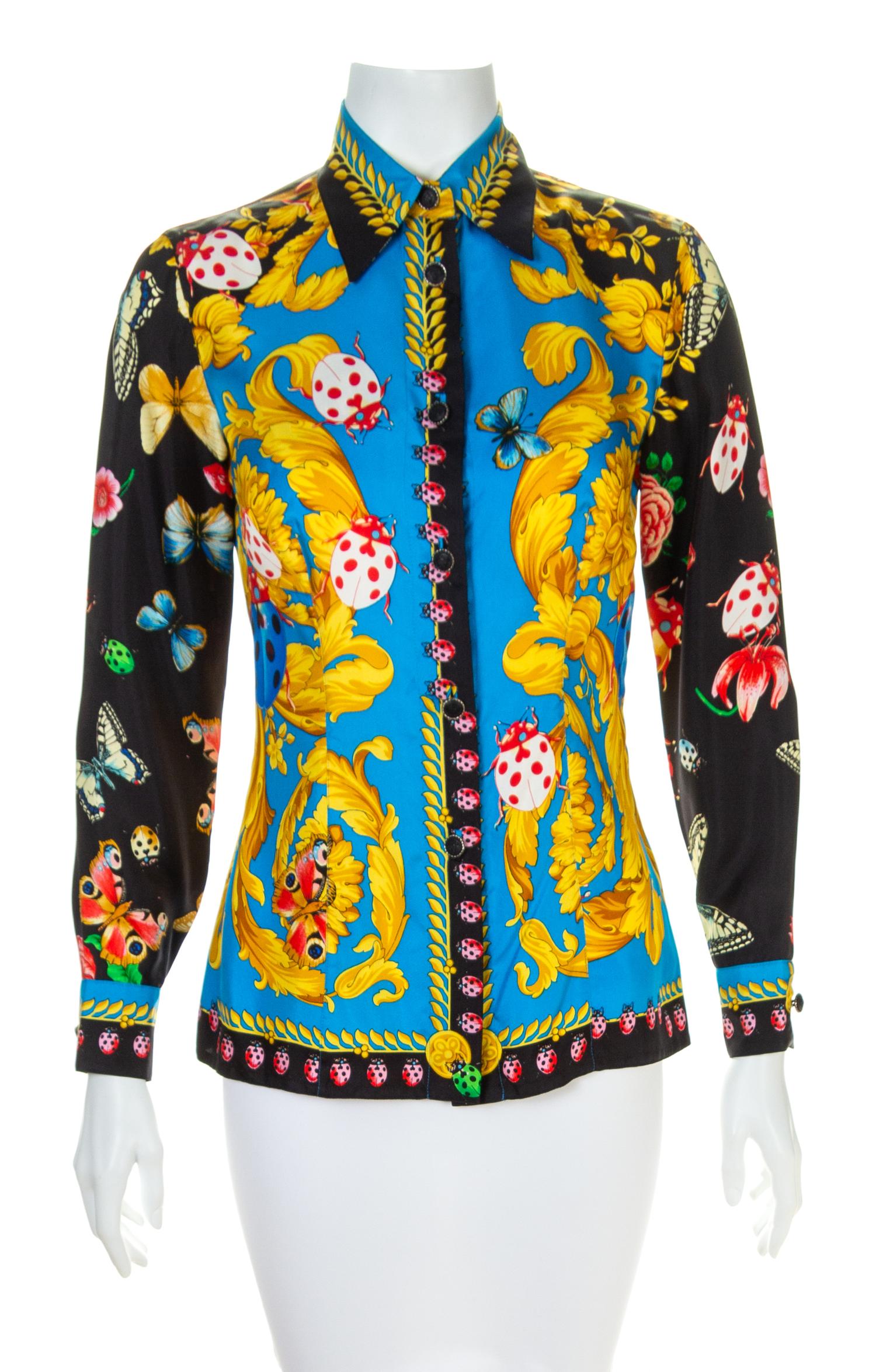 A Gianni Versace Silk Print Shirt, Size 38.
