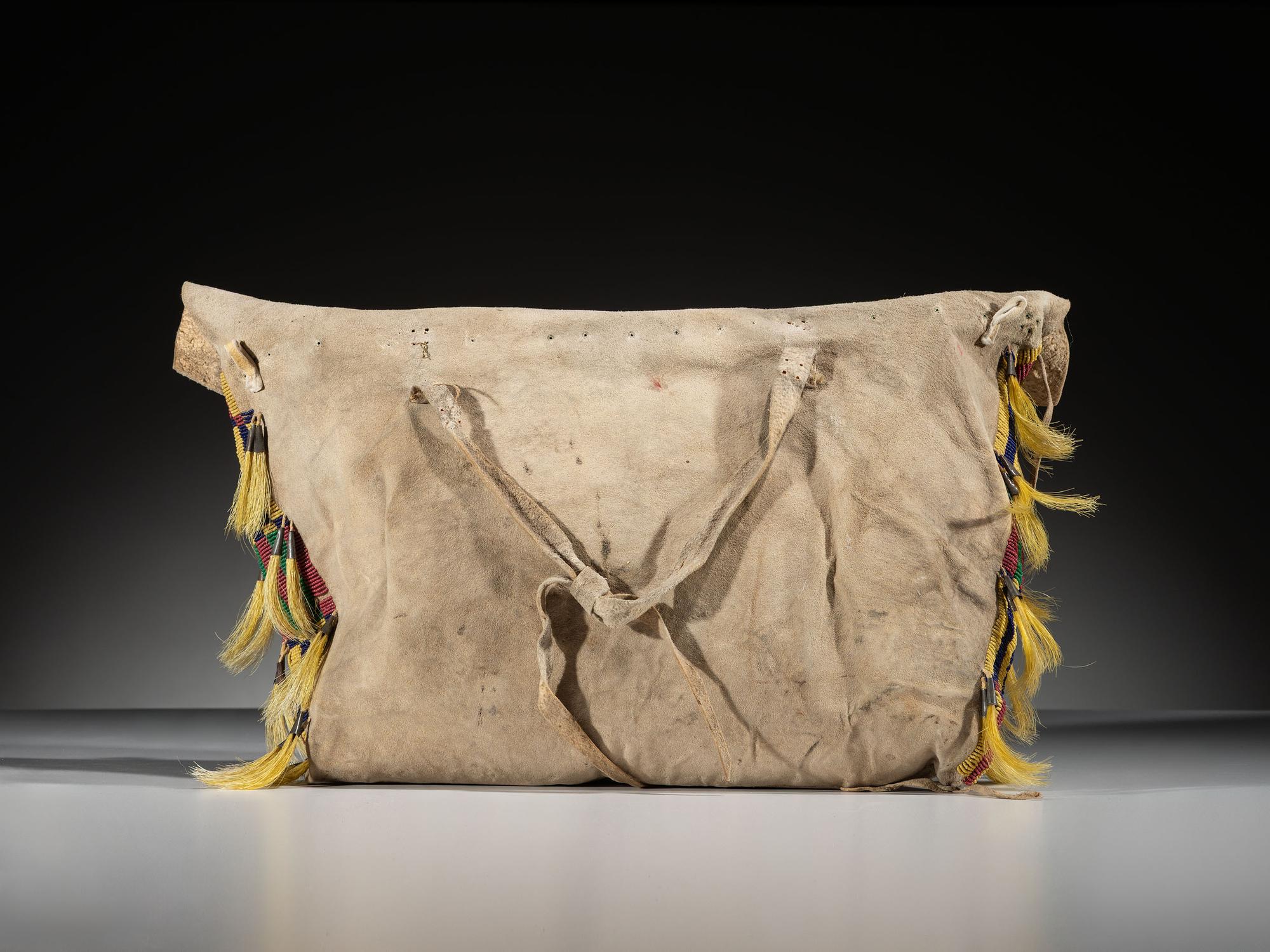 Arapaho Beaded Buffalo Hide Possible Bag