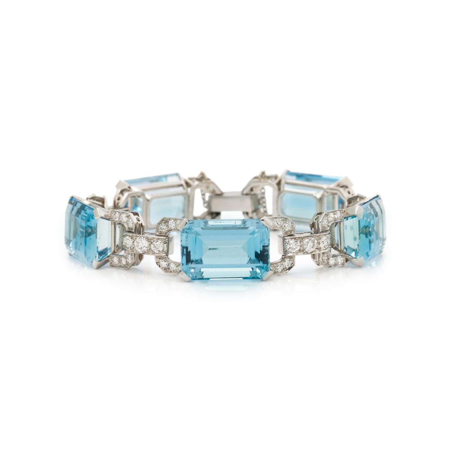 AQUAMARINE AND DIAMOND BRACELET