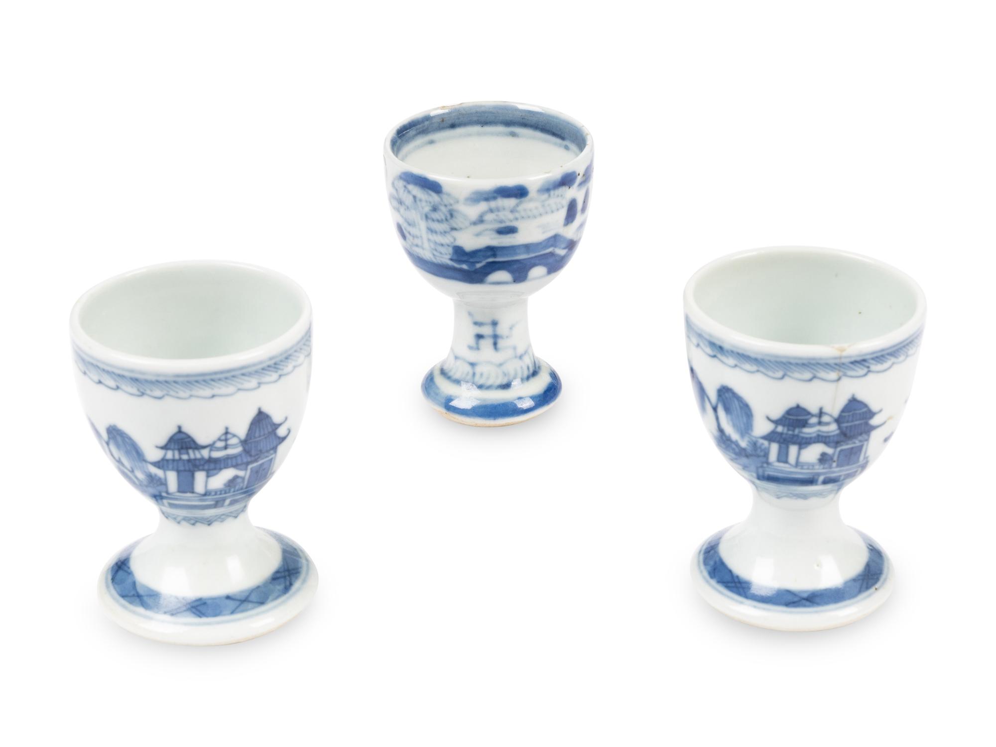 A Group of Canton Blue and White Porcelain Serving Articles