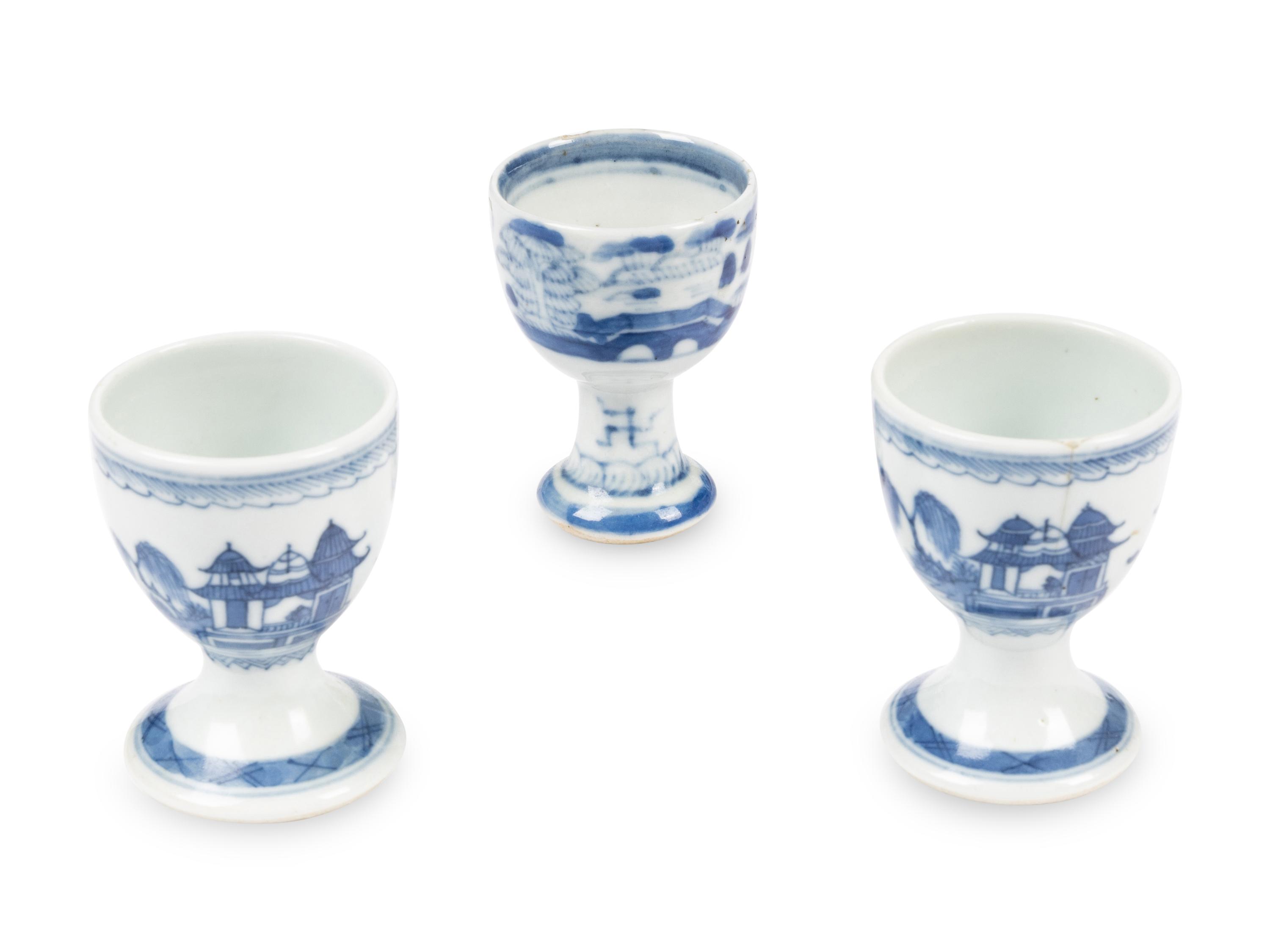 A Group of Canton Blue and White Porcelain Serving Articles