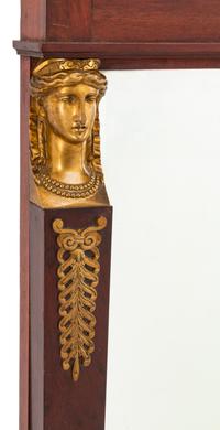 An Empire Style Gilt Bronze Mounted Mahogany Pier Mirror