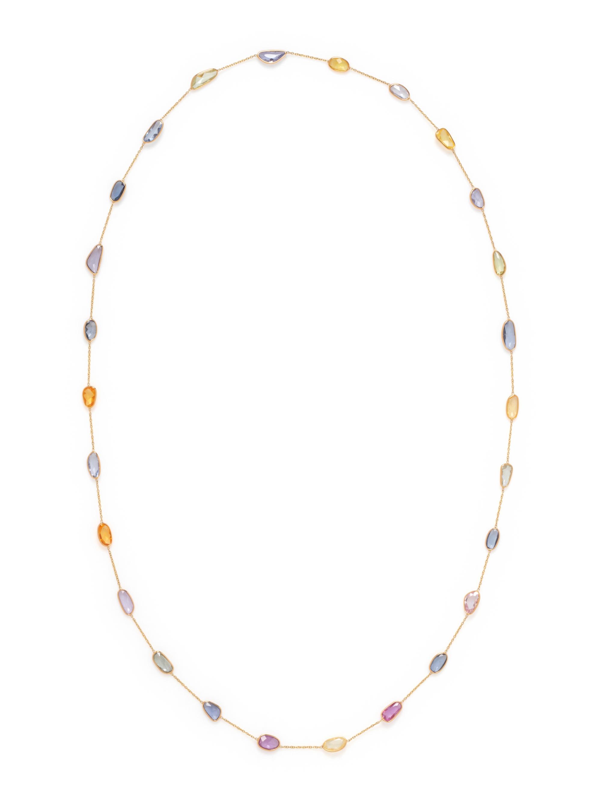 YELLOW GOLD AND MULTICOLOR SAPPHIRE NECKLACE