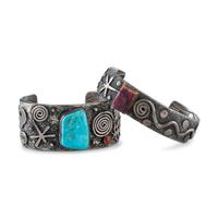 Sterling Silver Cuff Bracelets, with Inlay