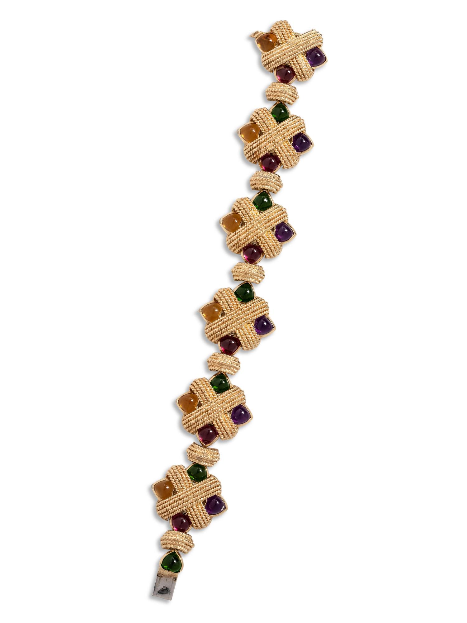 YELLOW GOLD AND MULTIGEM BRACELET