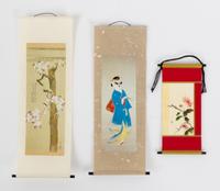 Three Chinese Style Works on Paper Length of longest 5 3/4 inches.