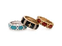 COLLECTION OF GOLD AND ENAMEL BANDS