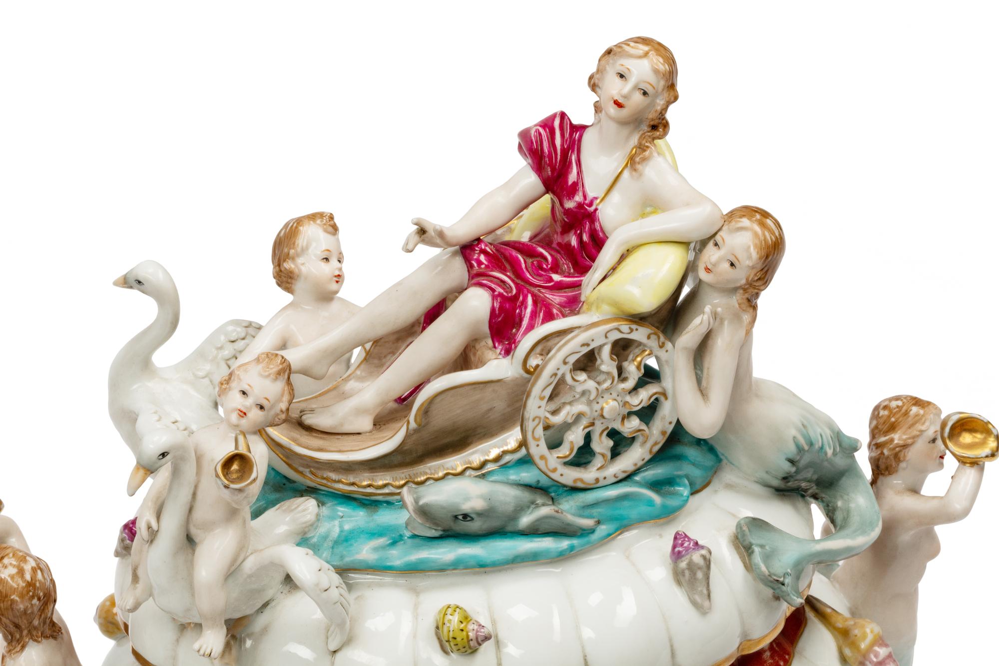 A Pair of German Porcelain Figural Tureens and Covers