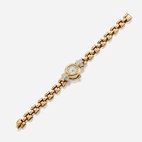 A lady's gold and diamond bracelet watch, Gumbiner Retro