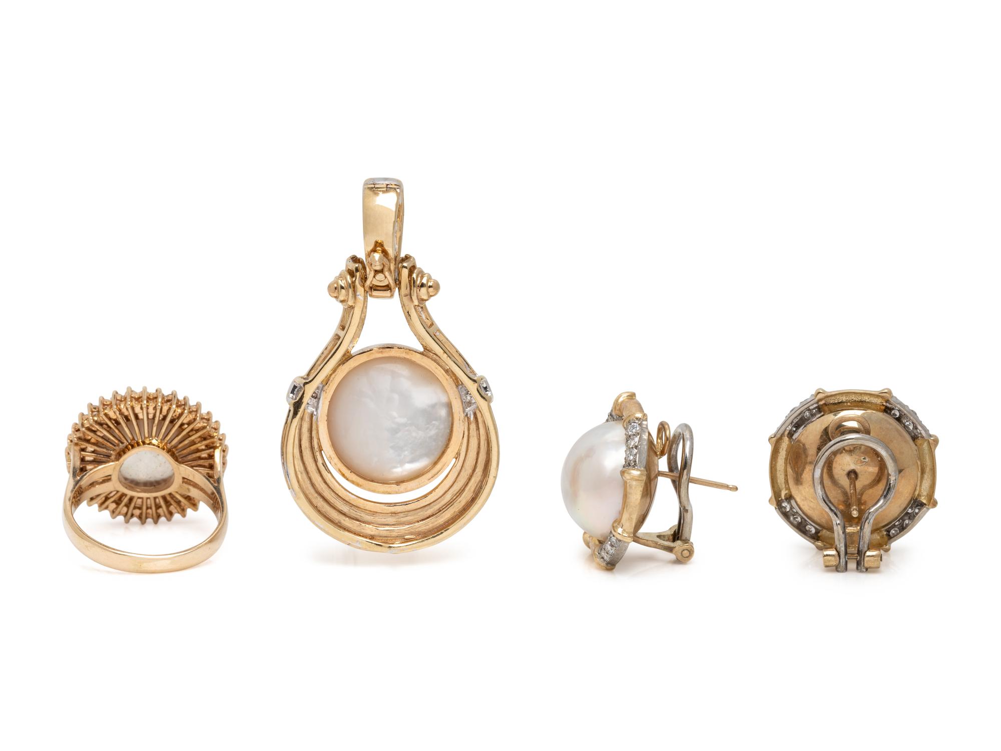 COLLECTION OF MABÉ CULTURED PEARL AND DIAMOND JEWELRY