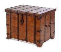 A Continental Iron Mounted Walnut Strong Box