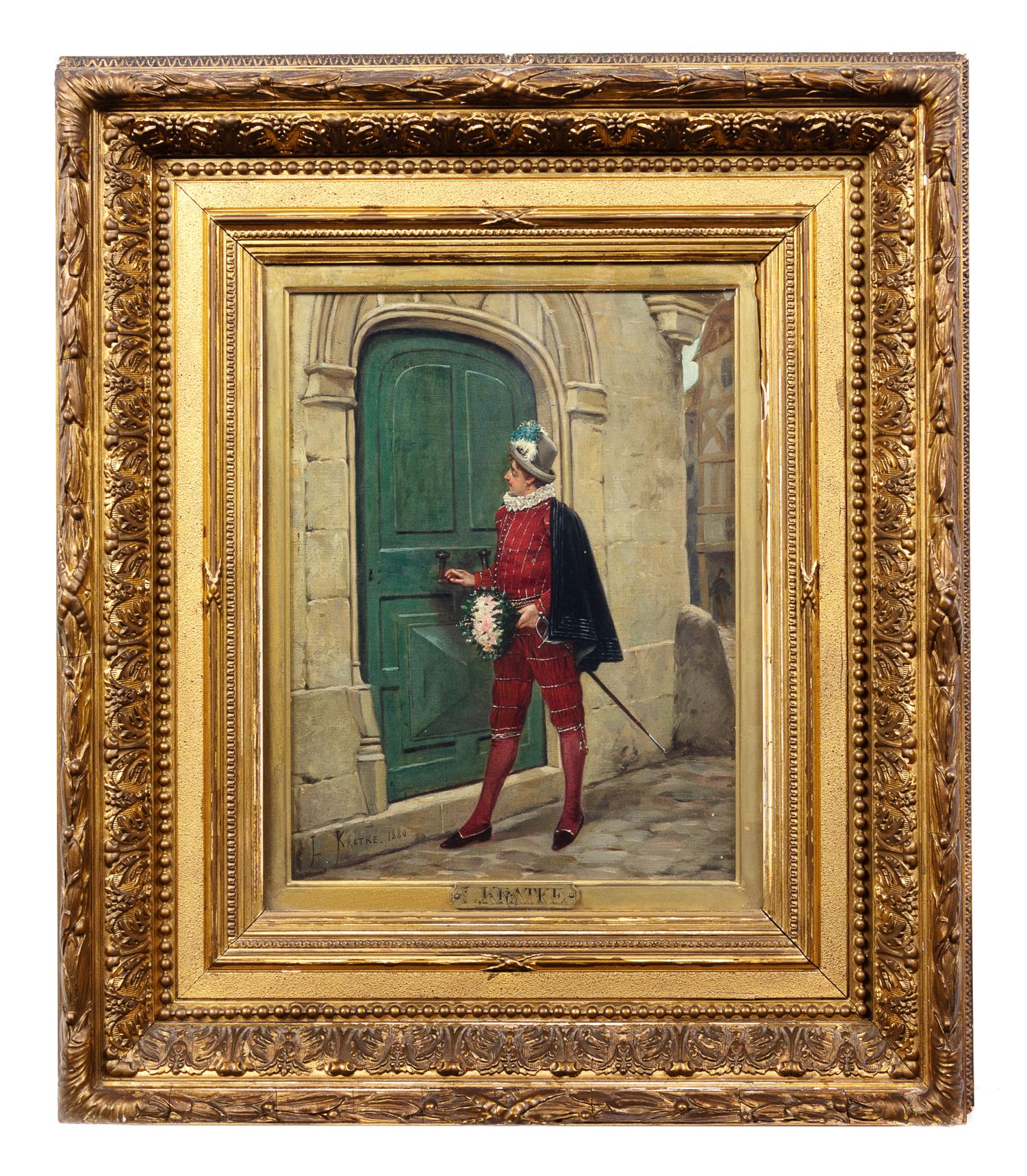 Charles Louis Kratke, (French, 1848-1921), Suitor at the Door, 1880