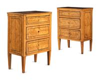 A Pair of Biedermeier Bookmatch-Veneered Side Cabinets