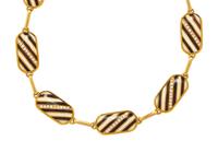Diamond, Yellow Gold, and Wood Necklace