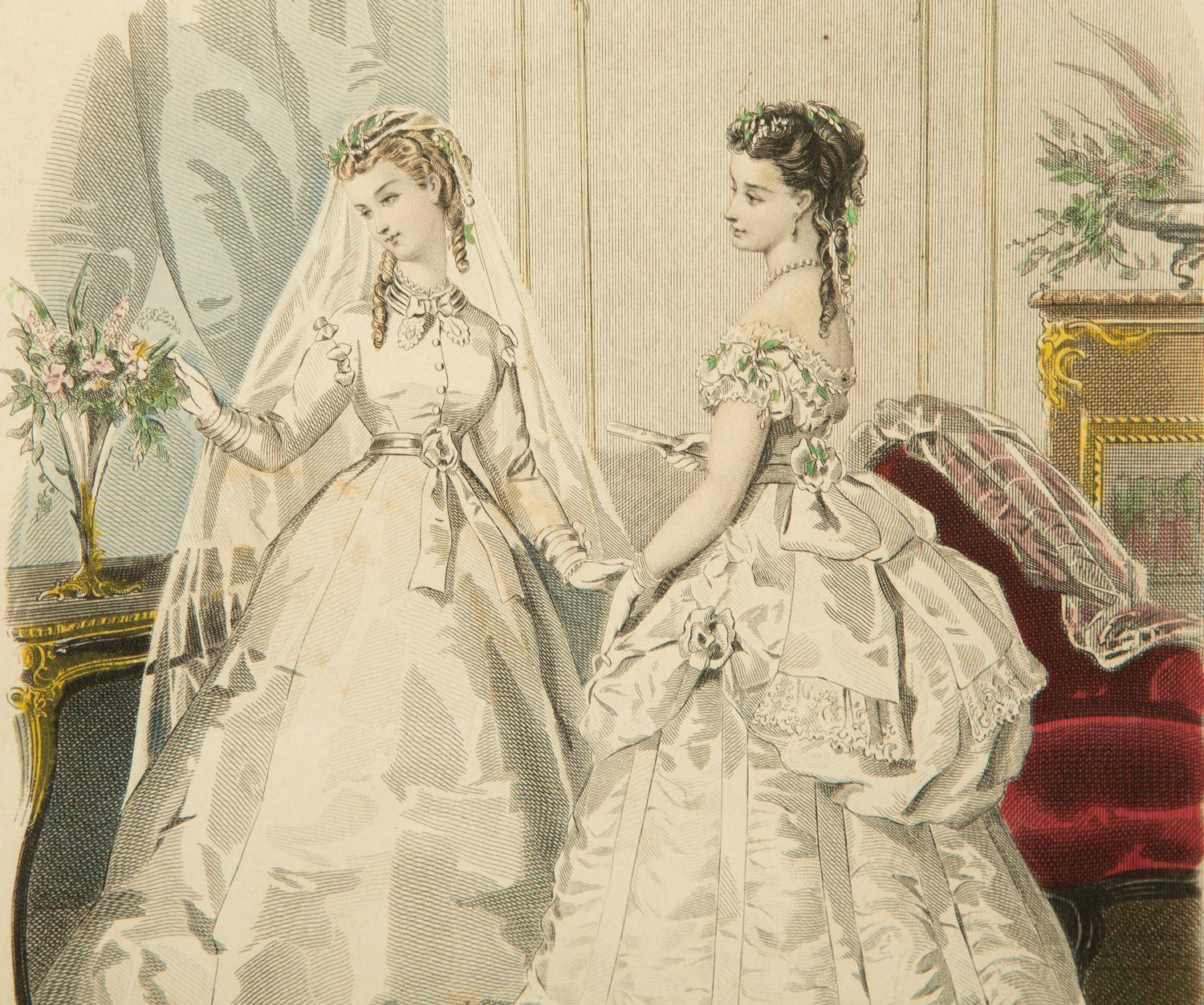 Three Framed Victorian Hand Colored Fashion Engravings — 19TH CENTURY