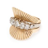 A Bicolor Gold and Diamond Ring, 7.20 dwts.